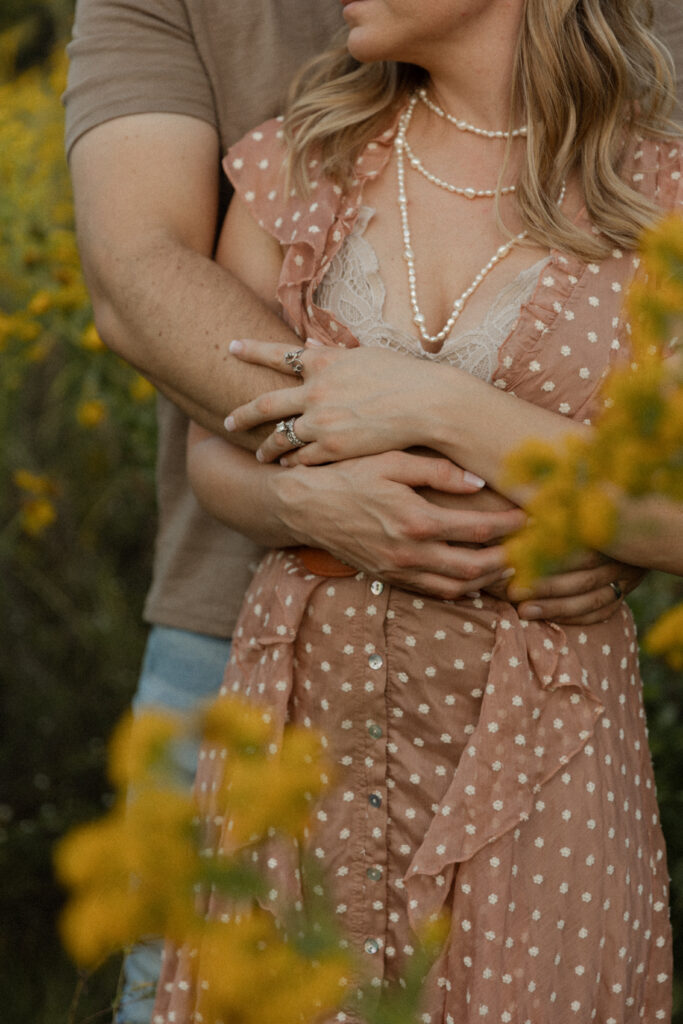 Wildflower Engagement Session at Shawnee Mission Park. 