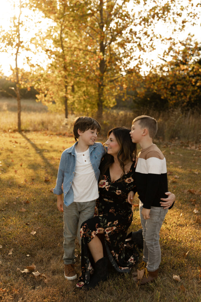 Family Portraits at Weston Bend State Park in the Fall. 