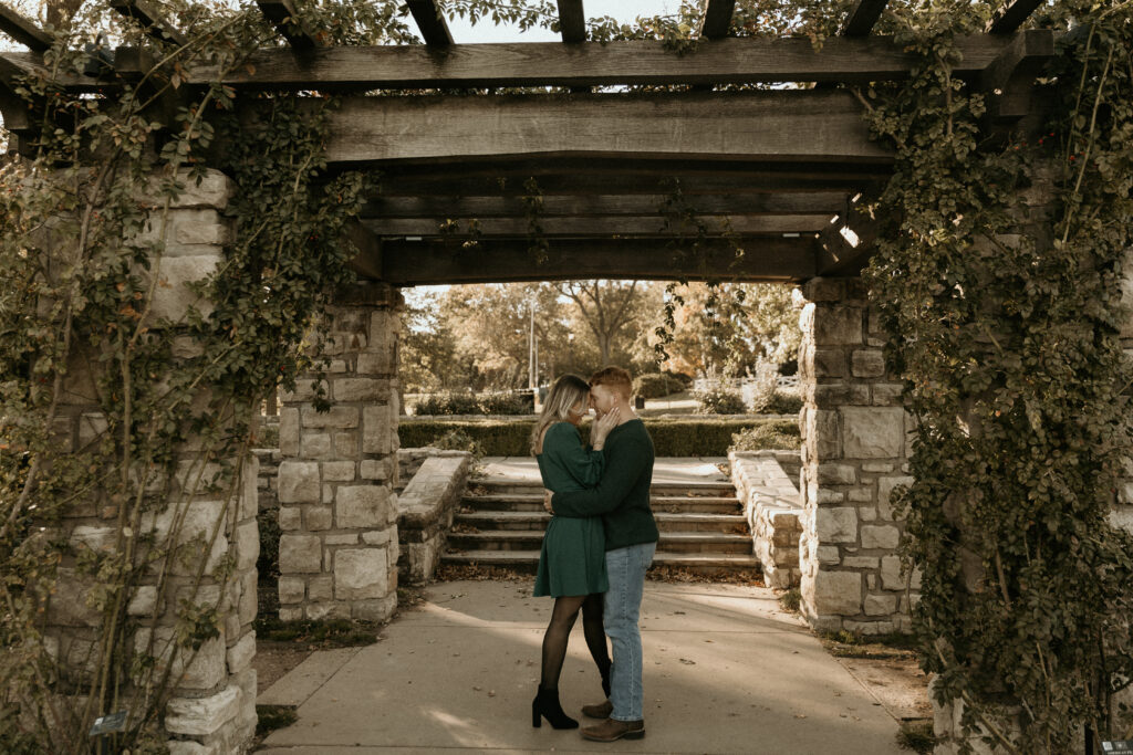 Engagement Shoot at Loose Park with vibrant fall foliage in Kansas City.