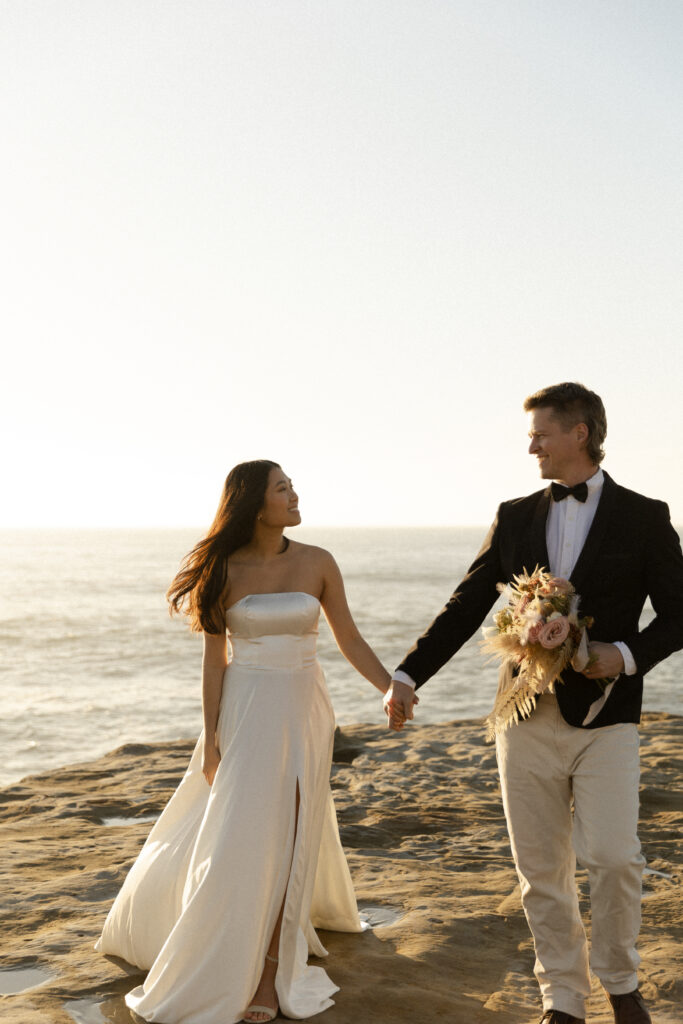 Bride and Groom at Sunset Cliffs