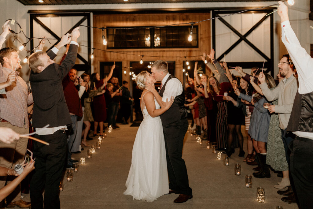 sparkler exit at home place at valley view a kansas city barn wedding venue